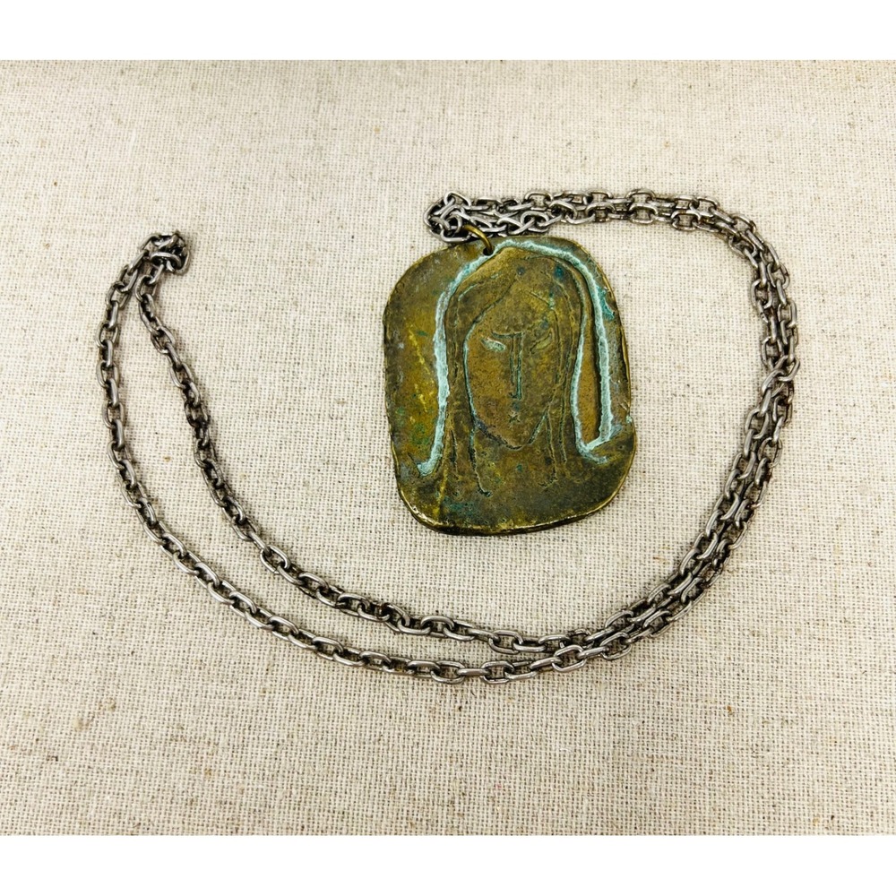 Vintage Bernard Chaudron Canadian Modernist "Three Faces" Pendant Copper/Bronze